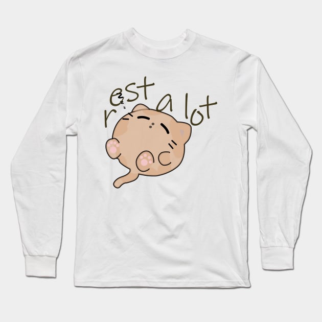 sleeping cat Long Sleeve T-Shirt by White cloth